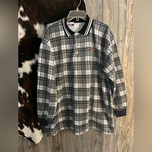 Vintage Tommy Hilfiger size XXL made in USA black and white plaid sweater